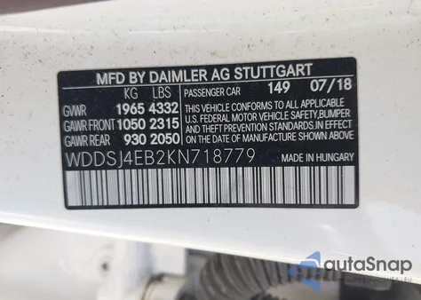 2019 Mercedes-Benz Cla 250 из США, поврежденный, VIN WDDSJ4EB2KN718779